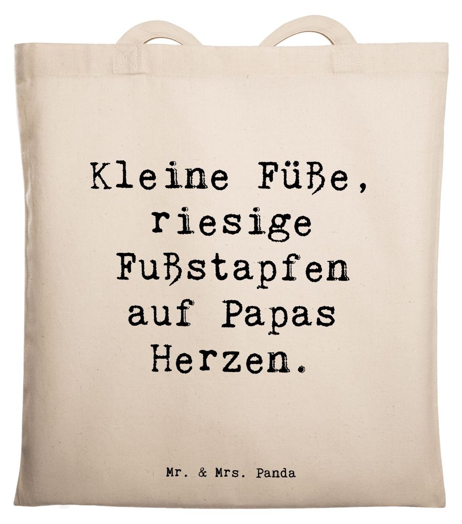 Mr. & Mrs. Panda Beutel Spruch Baby Herzabdrücke - Transparent - Geschenk, Handarbeit, Neugeborenes, Schultasche, Familienleben, Papa, Freude, Jut...