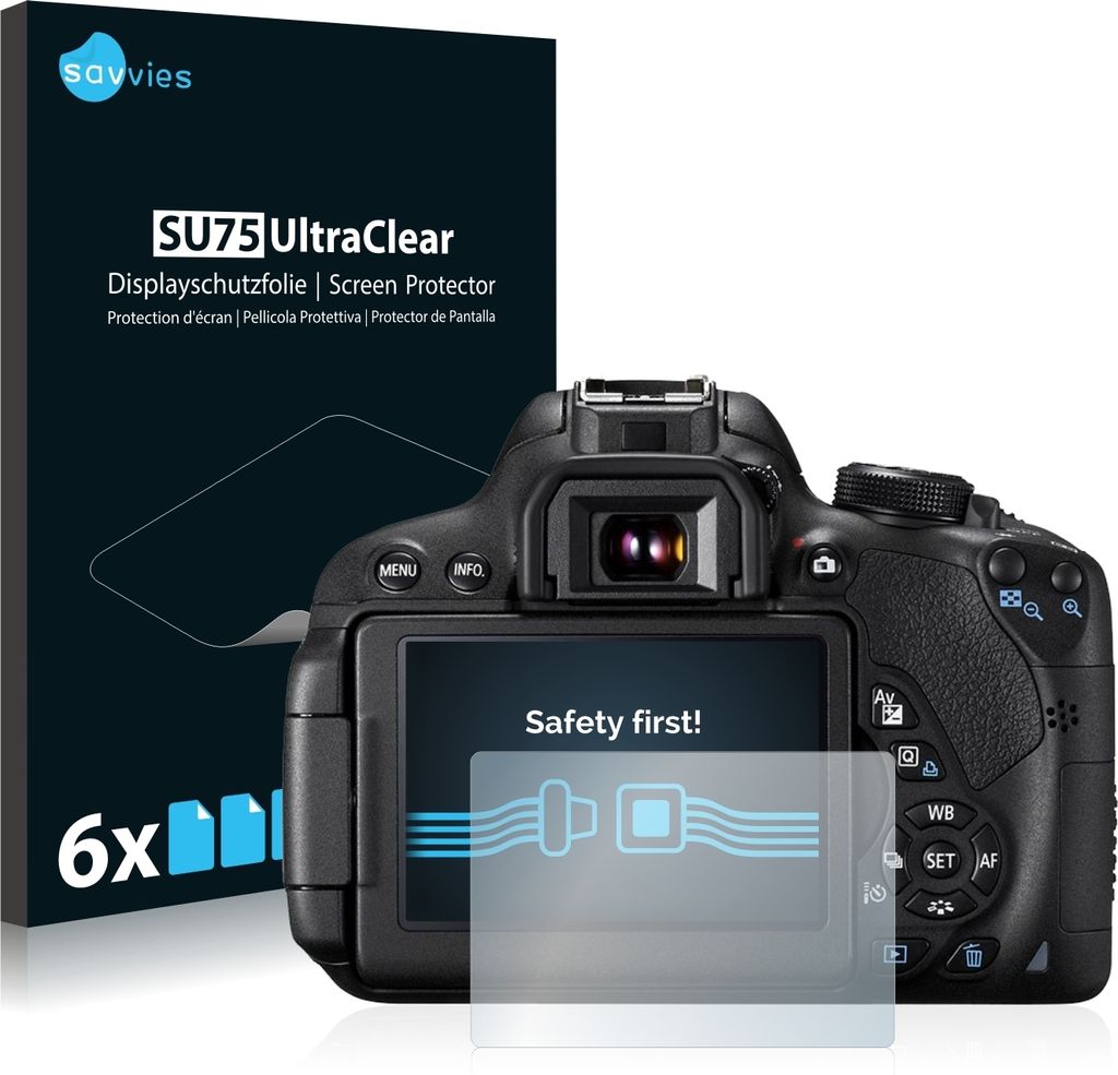 6x Für Canon EOS 700D Schutzfolie Savvies Displayschutz Display Schutz Folie Klar Transparent