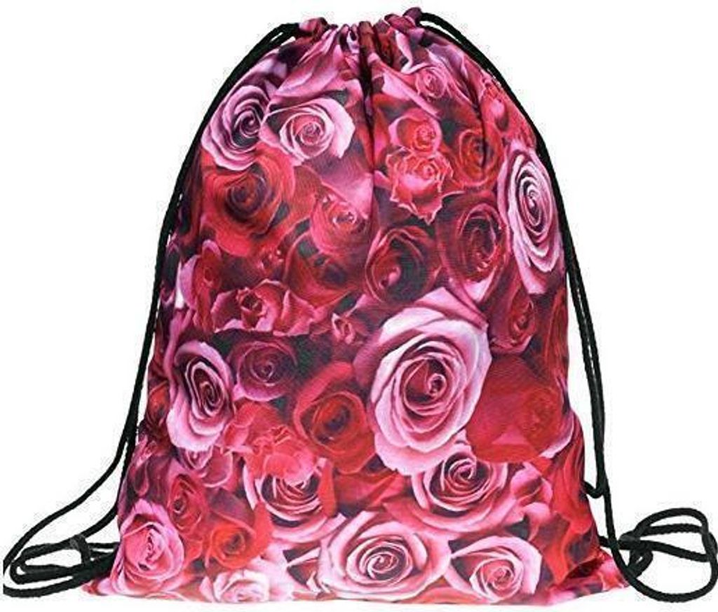 Turnbeutel Swag Jutebeutel Gym Bag Backbag Beutel mit verschiedenen Motiven Rosen