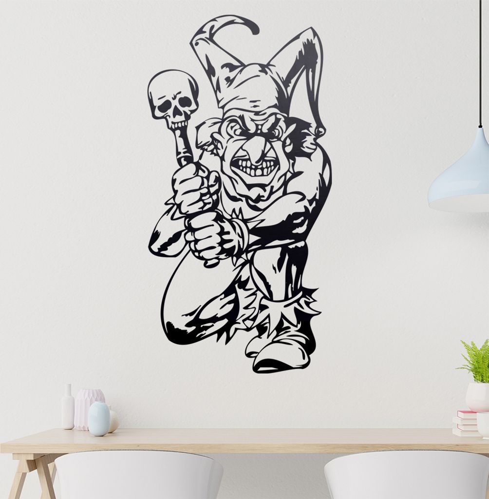 Harlekin Wandtattoo in 6 Größen - Wandaufkleber Wall Sticker - Dekoration, Küche, Wohnzimmer, Schlafzimmer, Badezimmer