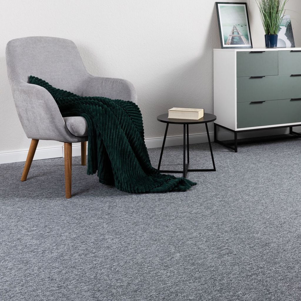 Steffensmeier Schlingen Teppichboden Meddon XL Meterware | Auslegware für Flur Büro | 1m 2m 3m 4m 5m breit! | Grau, Größe: 500x1000 cm