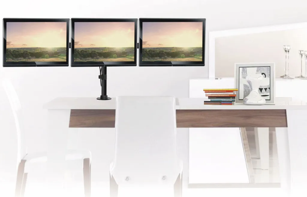 Support de Table pour 3 Écrans - Idéal Télétravail et Multitâche VESA