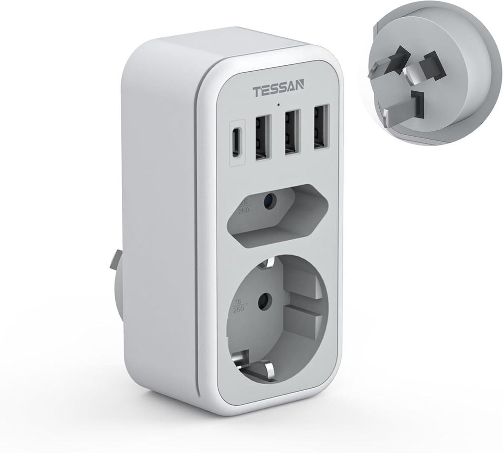 Rozbočovač 6 v 1 s USB-C a 3×USB-A, 2500 W, Tessan Obrázek produktu 