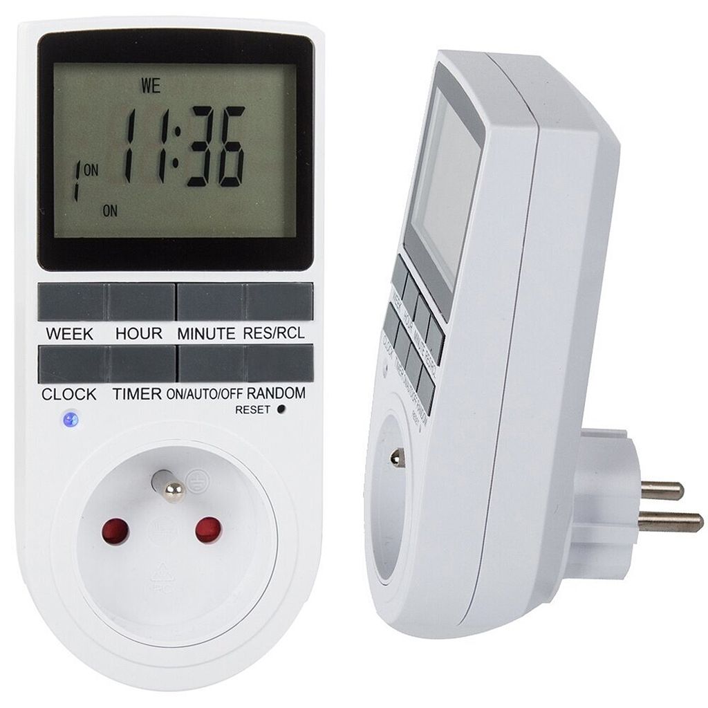 Digitale Zeitschaltuhr - 2,1" LCD-Display - 3680W Leistung - 10 programmierbare Timer-Einstellungen - Zufallsmodus - Berührungsschutz integriert