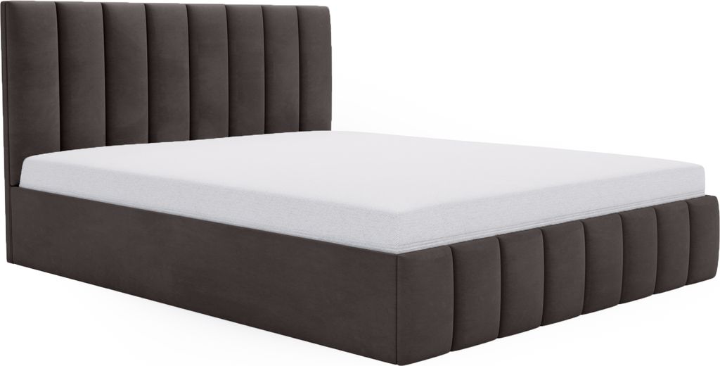 FEDVE Polsterbett Doppelbett Stetten Schlafzimmer Bett Bettkasten Matratze H3 120x200 cm Dunkelgrau (Magic Velvet 2273)