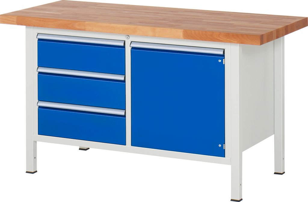 Rau Werkbank höhenverstellbar 8468A2, B1500xT700xH840-1040mm, 3x Schublade-TA, 1x Tür