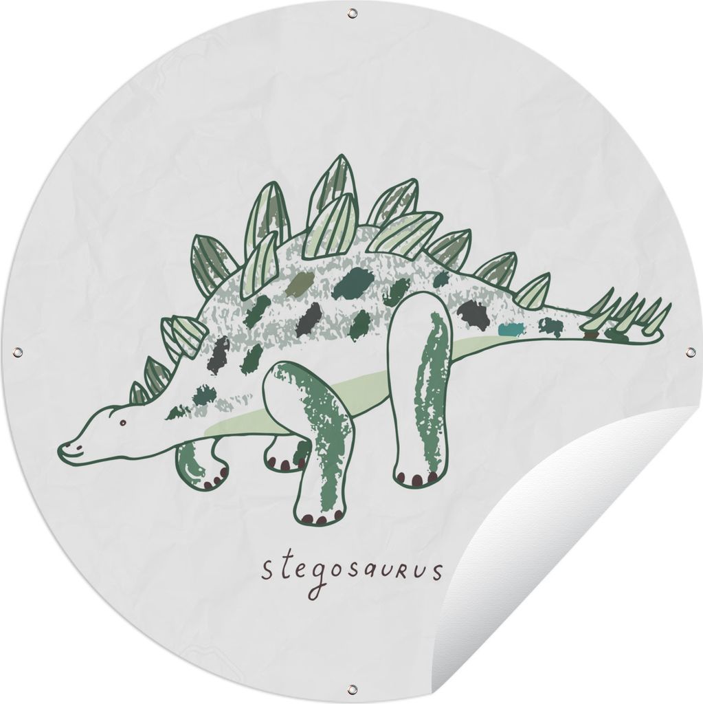 MuchoWow Gartenposter Outdoor-Poster Rund Kinderzimmer - Stegosaurus - Dinosaurier - Junge - Mädchen - Kinder Ø 90 cm Gartendeko Rundes Poster ...
