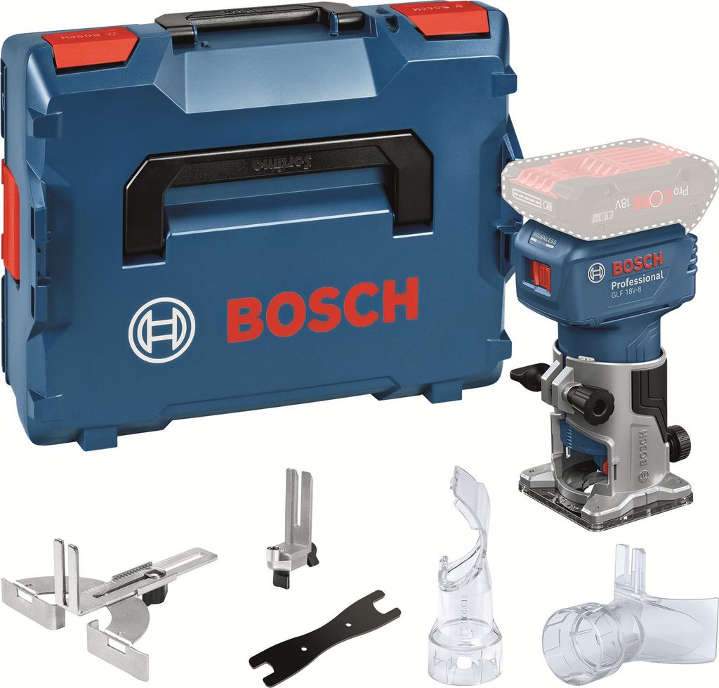 Bosch Akku-Oberfräse GLF 18V-8, incl. Zubehör, L-BOXX