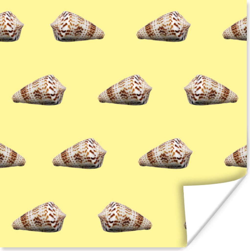 MuchoWow Poster Muscheln - Muster - Gelb - Sommer 100x100 cm - Babyzimmer
