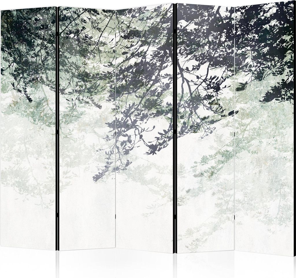 Neuheit! Dekorativer Paravent Raumteiler Trennwand Foto-Paravent Spanische Wand XXL 225x172 cm Bäum Schattens Grau Blätter a-A-10251-z-b