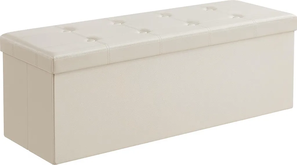 Gagnez de la place avec ce banc coffre pliable 120L en similicuir noir