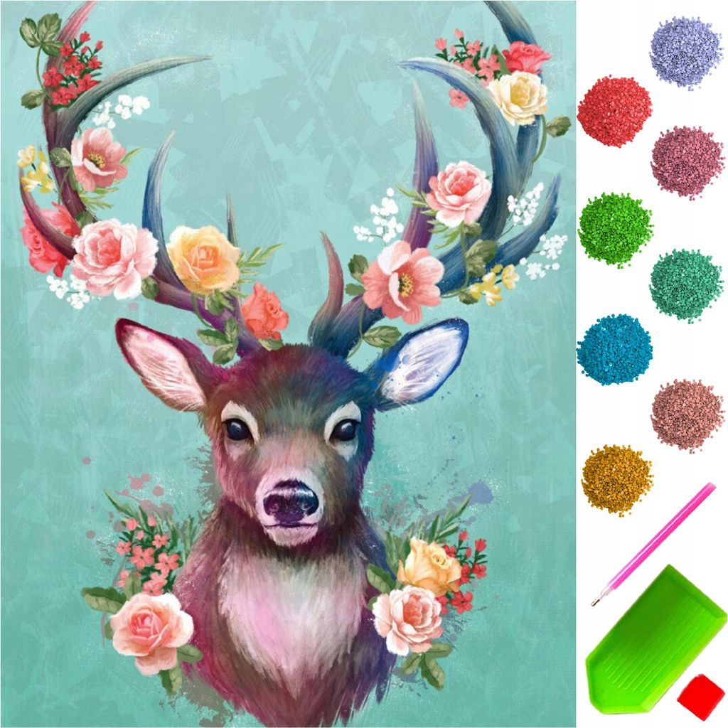 Kit de peinture diamant ARTULIO - Portrait de cerf avec Image du produit 