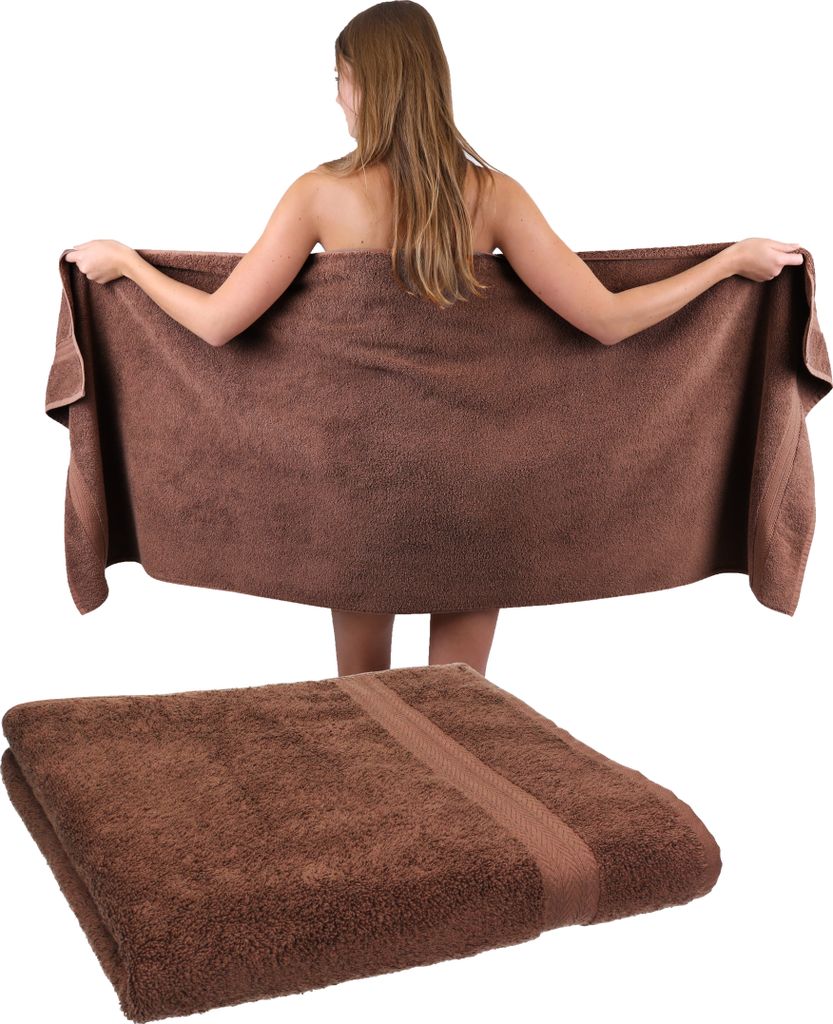 Betz 2 Stück Saunatücher 70 x 200 cm PREMIUM 100% Baumwolle Badetuch Liegetuch Strandtuch Farbe: nussbraun