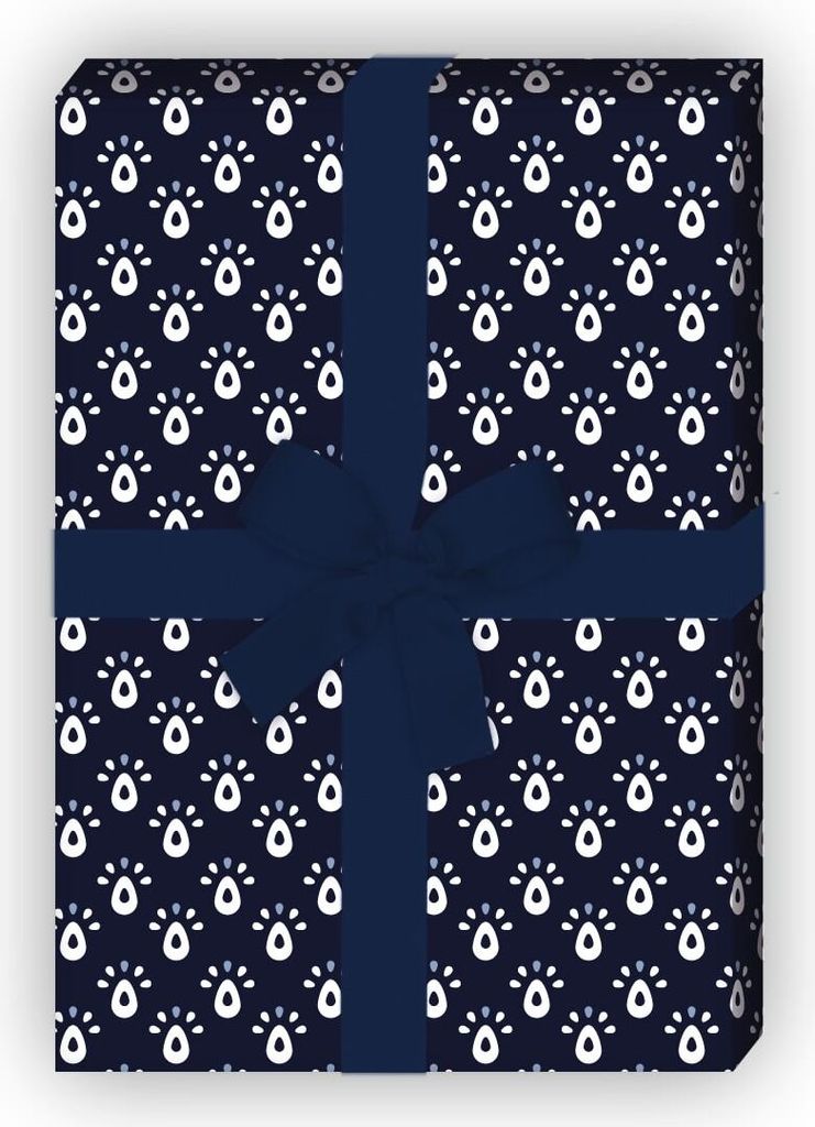 Indigo Geschenkpapier Set mit klassisch grafischem Motiv - G8467, 32 x 48cm