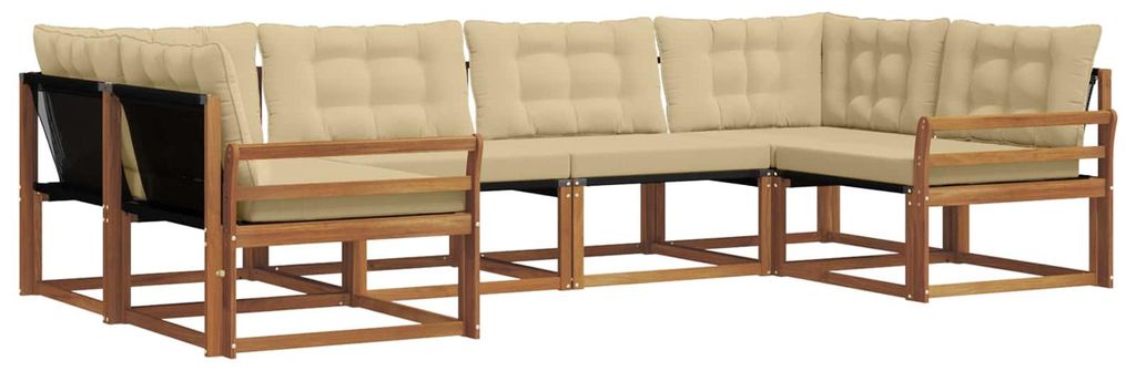 vidaXL Outdoor-Sofagarnitur mit Kissen 6 pcs Natur und Beige