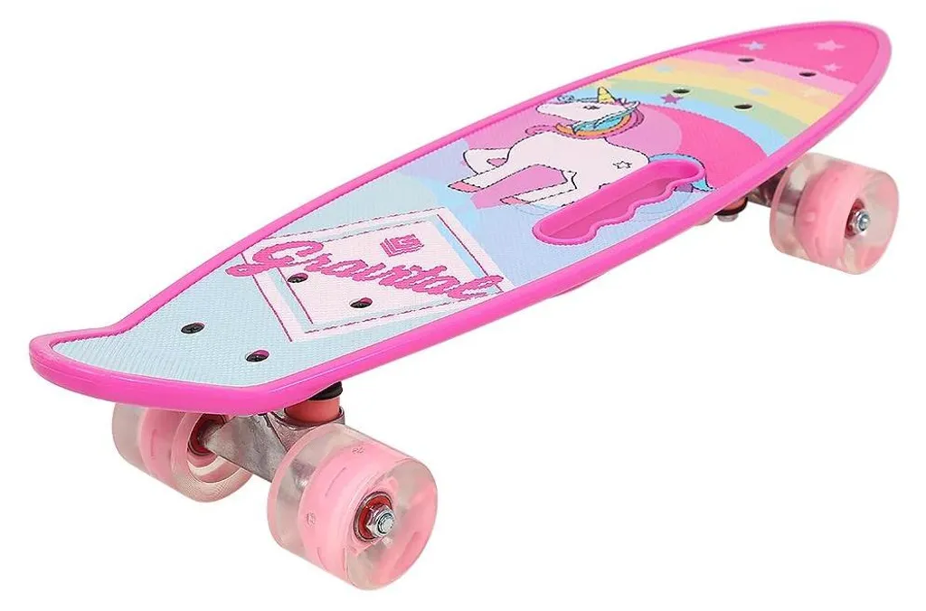 Skateboard rose léger et maniable - Mini planche compacte femme