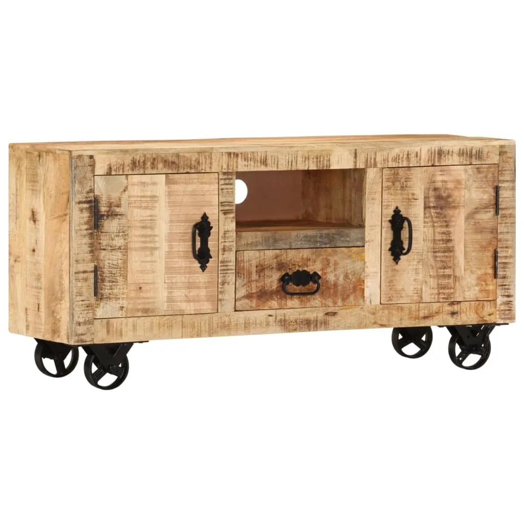 Meuble TV bois de manguier pour petit salon et appartement contemporain