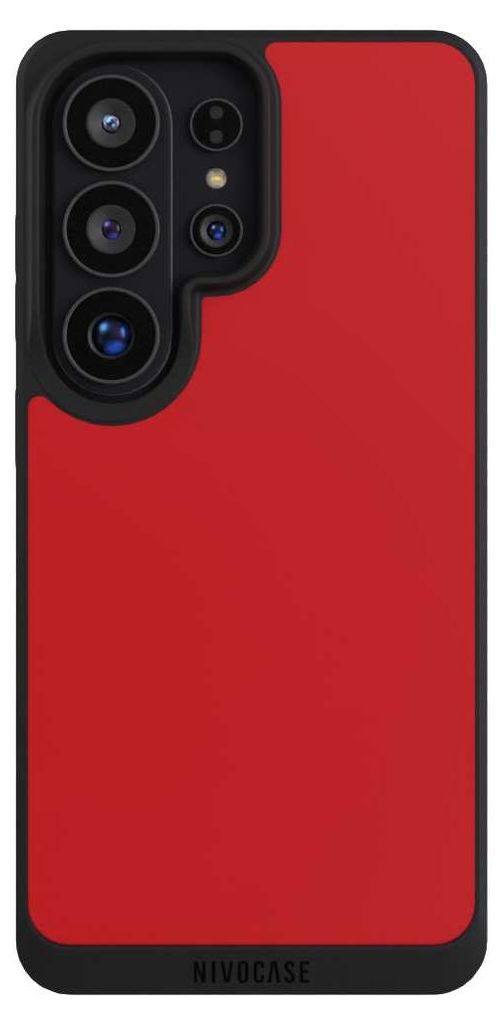 NIVOCASE Handyhülle für Samsung Galaxy S26 Ultra Hülle NIVOpure Case Schwarz Farbe Rot einfarbig