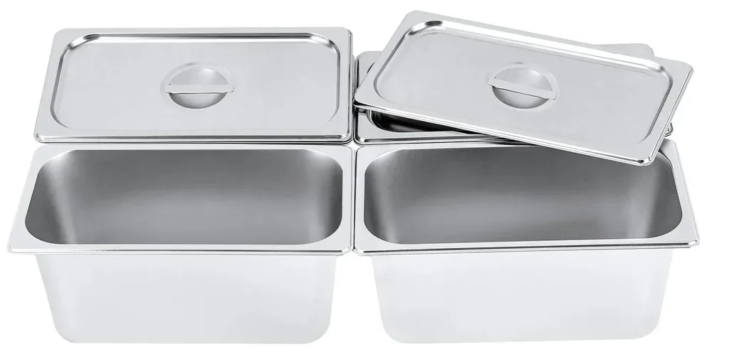 Bac Gastronome Inox professionnel lot de 4 pièces pour buffet et cuisine