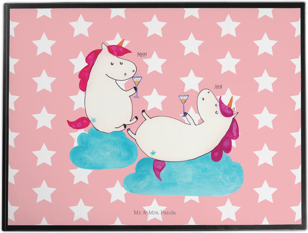 Mr. & Mrs. Panda schreibtischunterlage Einhorn Sekt - Rot Pastell - Geschenk, Party, Unicorn, Einhörner, malunterlage, Spaß, bastelunterlage, tis...