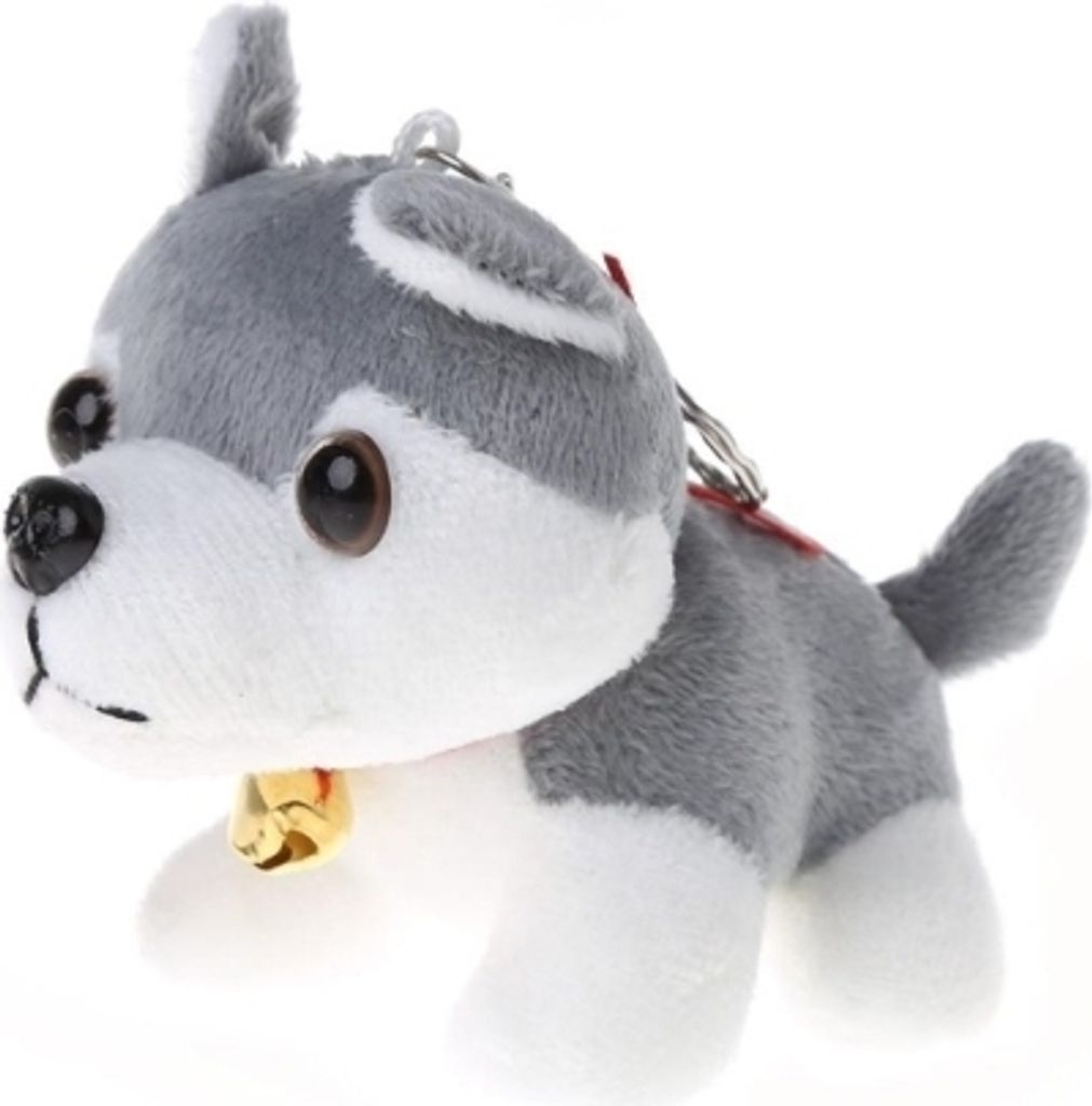 Plüsch Welpen Anhänger Schlüsselanhänger Spotty Dog Stuffed Animal Cute Keyring(Grau)