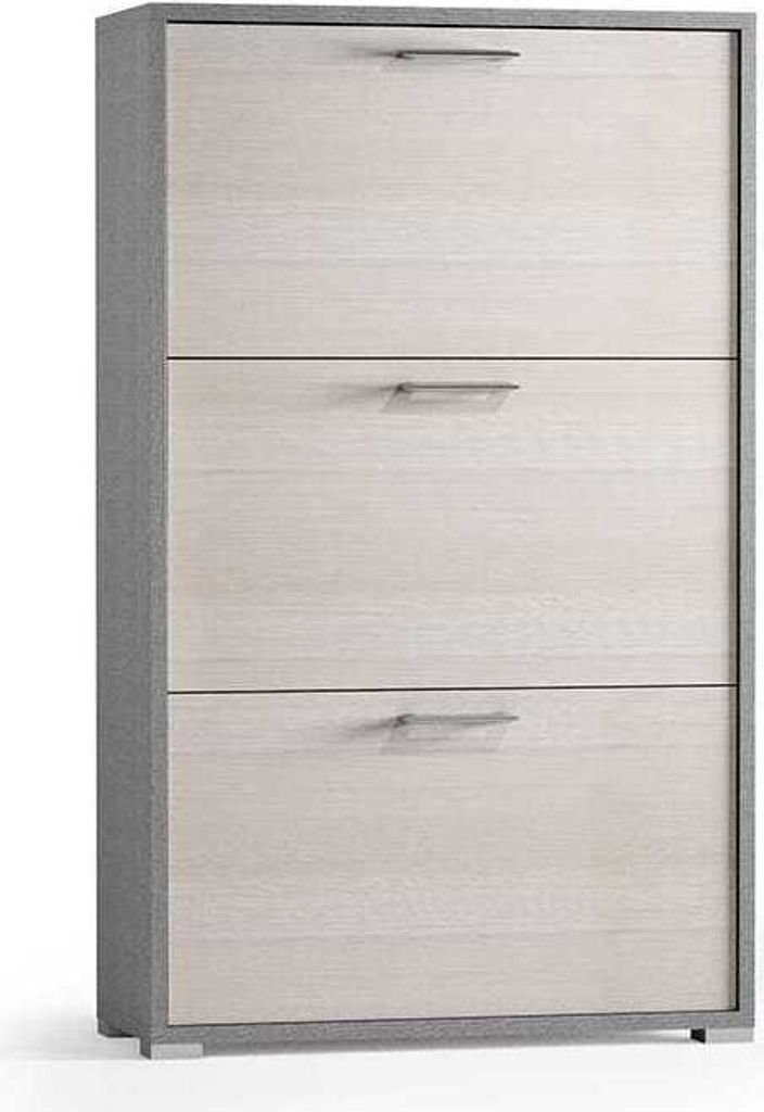 Schuhschrank aus Lärchenholz, 18 cm tief, mit 3 Türen für 9 Paar Schuhe.