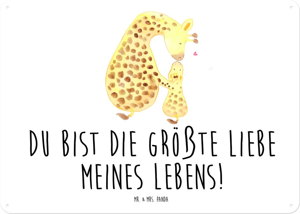 Mr. & Mrs. Panda Wandbild Giraffe Kind DIN A4 - Weiß - Geschenk, Sohn, Schild, Mutter, Retro Blechschild, Türschild, tafel, Magnetschild, Tochter...