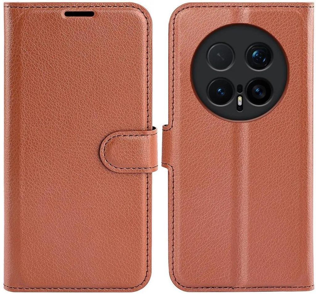 Hülle für HONOR Magic8 Pro - Phonesta Litchi Skin Book Wallet Klapphülle - Braun