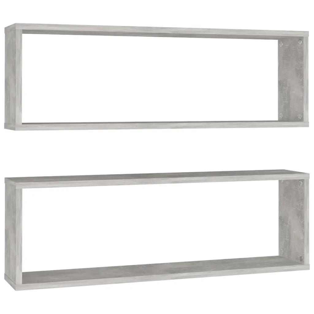 Set 2 Mensole Cubo vidaXL Grigio Cemento 80x15cm - Salvaspazio Moderno