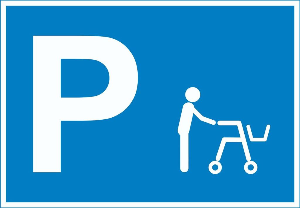 Rollator Gehwagen Parkplatz Schild waagerecht A0 Rückseite selbstklebend
