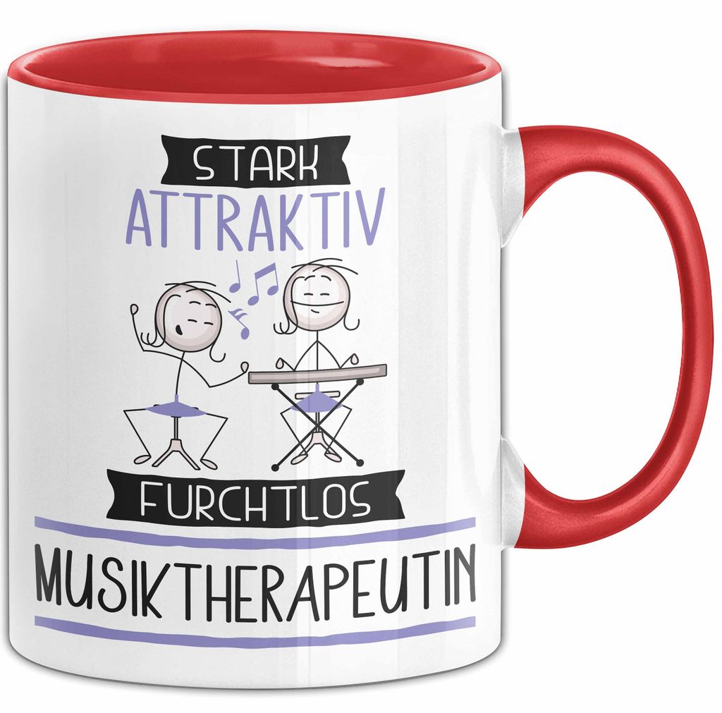Musiktherapeutin Tasse Geschenk Becher Stark Attraktiv Furchtlos Musiktherapeutin Lustige Geschenkidee (Rot)