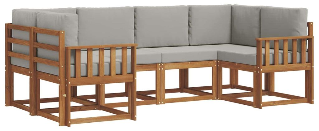 vidaXL Outdoor-Sofagarnitur mit Kissen 6 pcs Natürlich und Hellgrau