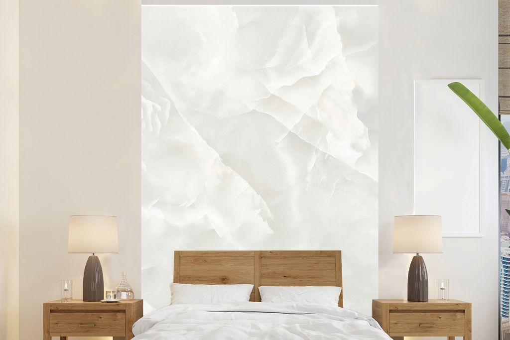 MuchoWow Fototapete für Wohnzimmer oder Schlafzimmer Wandtapete Vinyl Motivtapete Marmor - Füllung - Weiß - 180x280 cm - Wallpaper