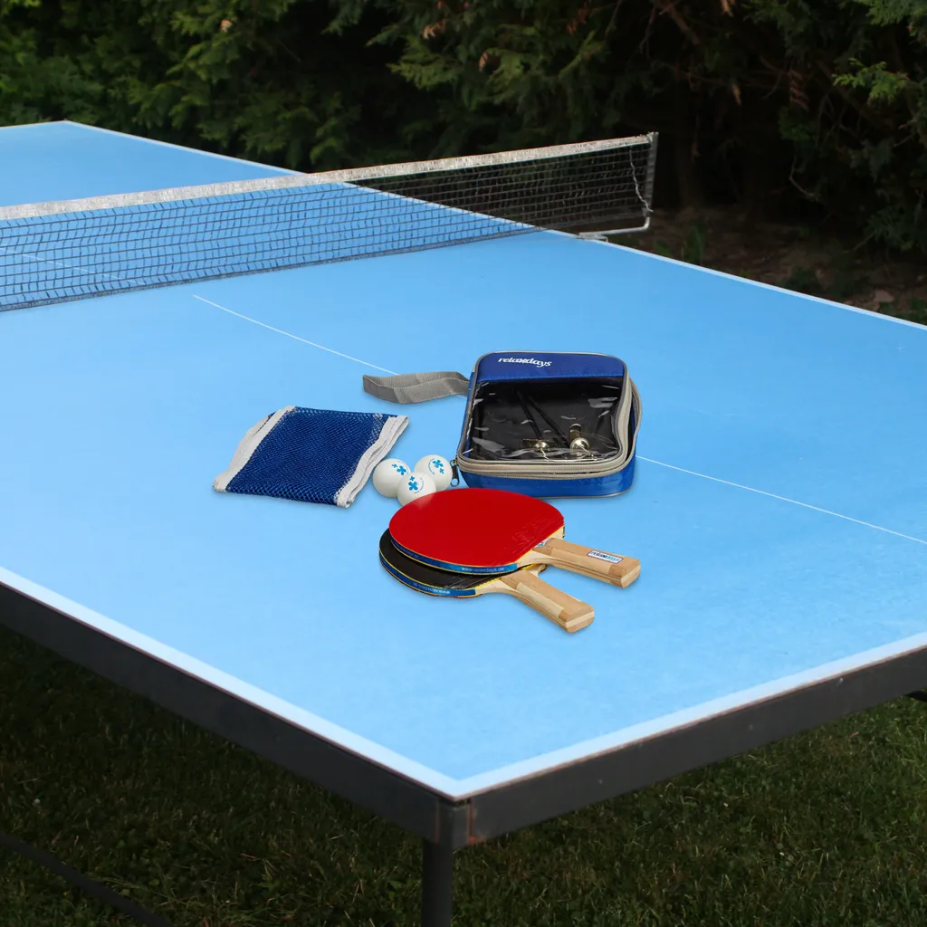 Relaxdays Set de ping-pong avec filet rétractable et raquettes complètes - 2
