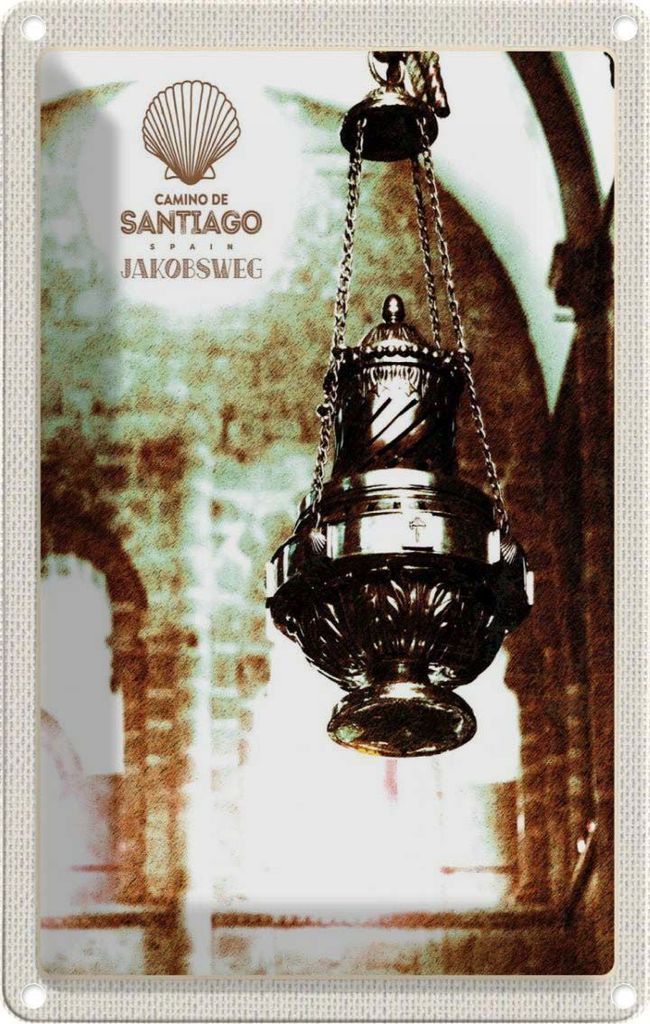 vianmo Blechschild 18x12 cm Spanien Laterne Camino De Santiago Bildmotiv Reisemotiv Abenteuer Reisen Urlaub