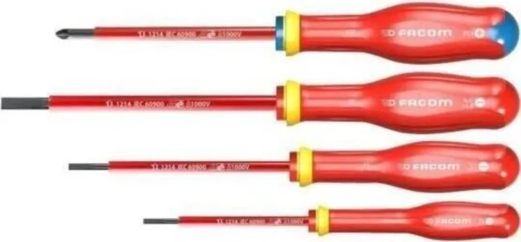 FACOM AT4VEPB 4pz Set Giraviti Isolati VDE 1000V per Manutenzione