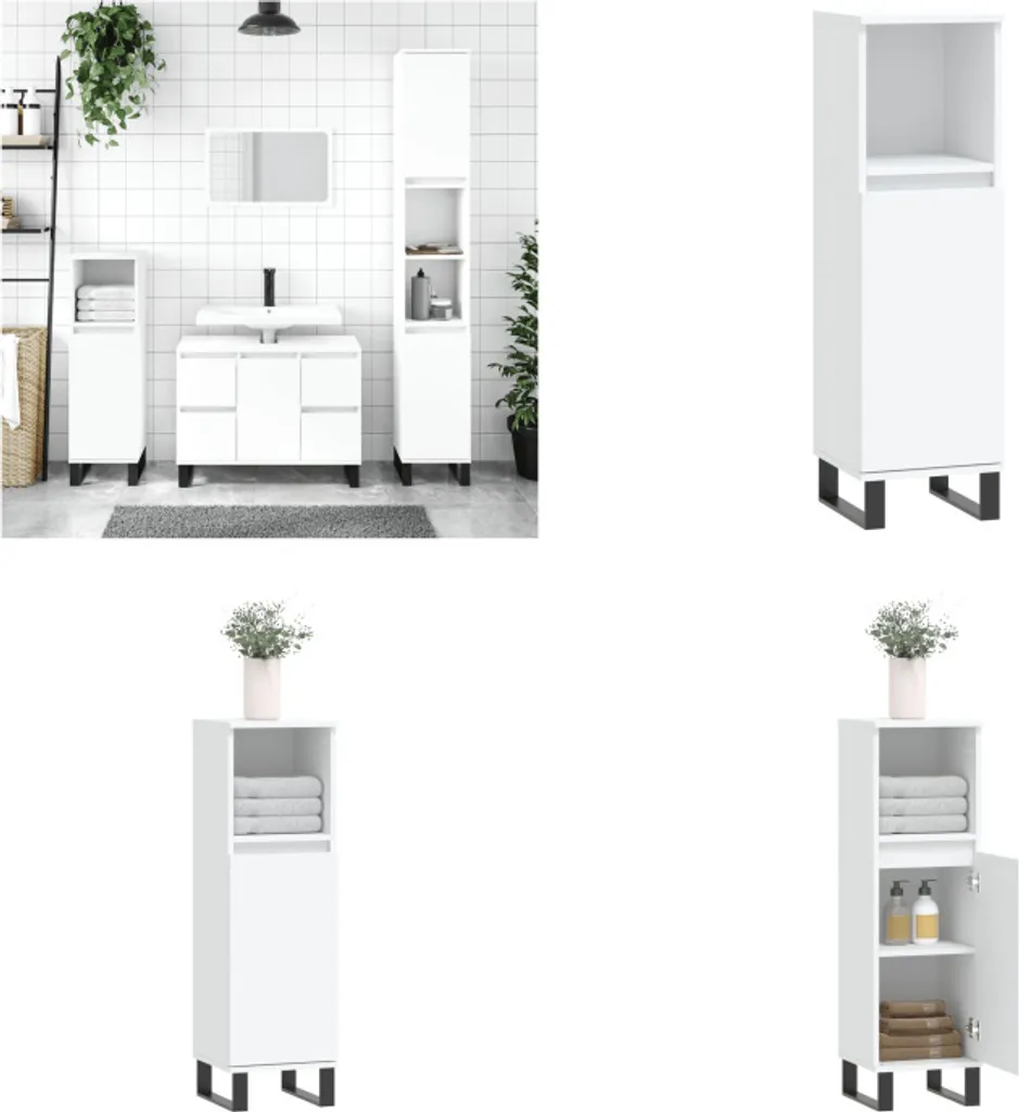 Mobile Bagno Bianco 30x30x100 vidaXL | Consegna Rapida Ordine Subito