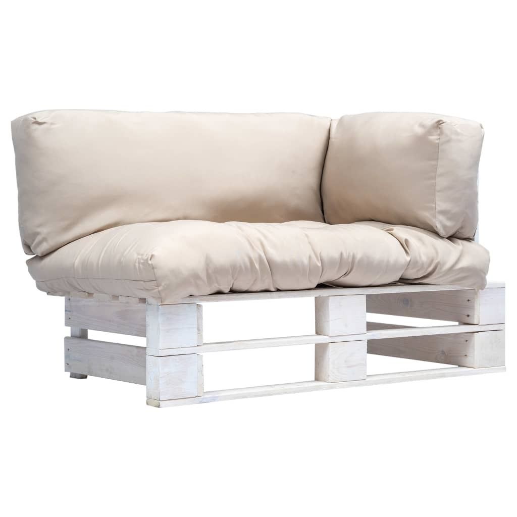 Design Garten-Palettensofa mit Sandfarbigen Kissen Kiefernholz, Gartensofas 2024 Neu