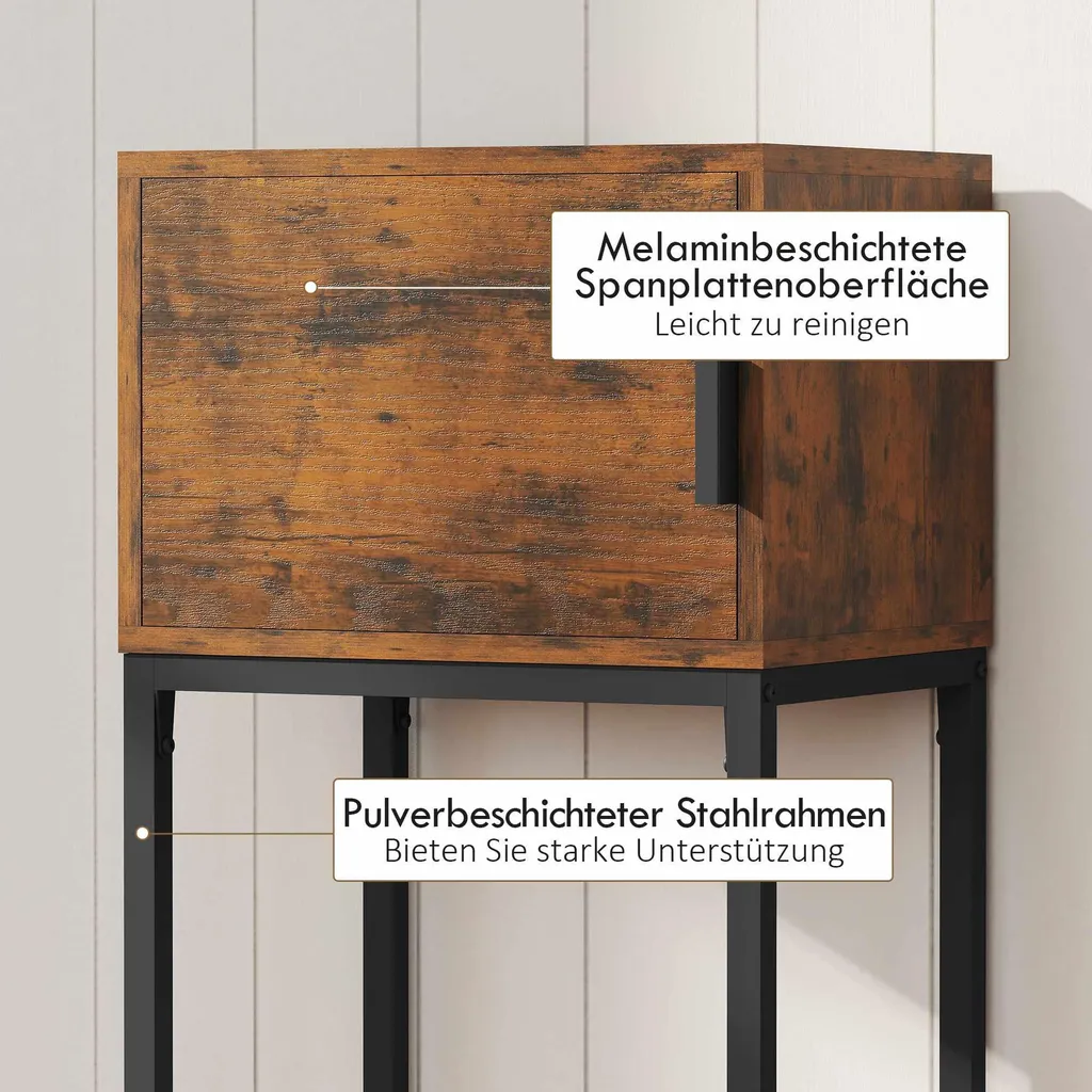 Console gain de place marron rustique 40cm, petite table d'appoint robuste
