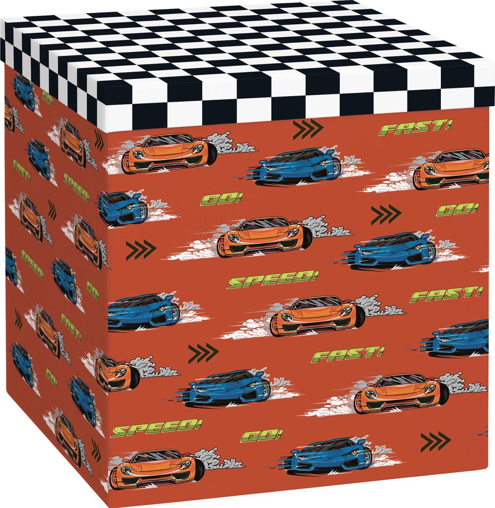 Geschenkbox Schorsch Cube, rot, glänzend, 23x24x23 cm (Breite/Höhe/Tiefe)