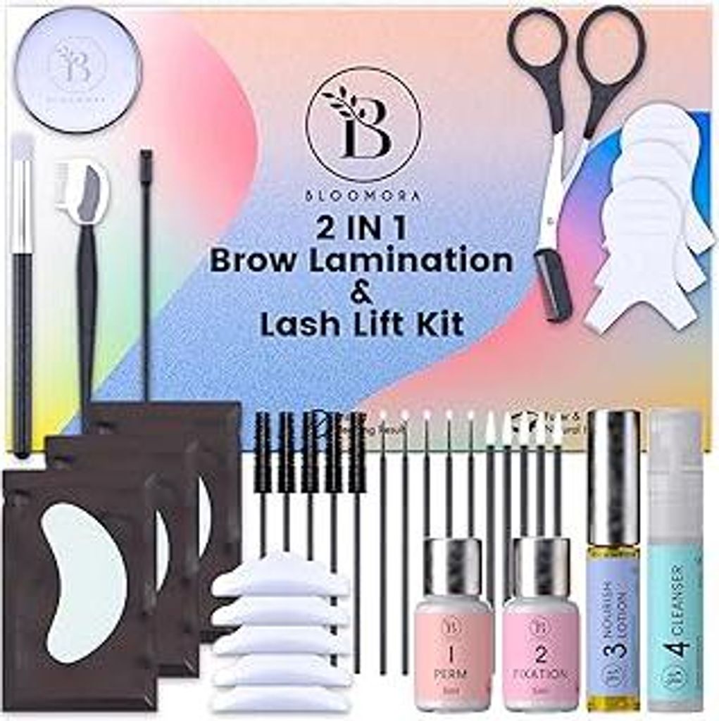 Wimpernlifting & Augenbrauen Lifting Set, 2-in-1-Lösung, Brow & Lash Lifting Set, Hält 6-8 Wochen, 15 Anwendungen, DIY Wimpern und Augenbrauen-Ki...