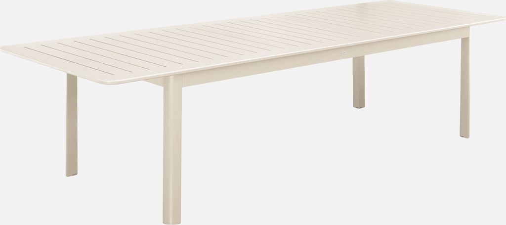 sweeek - Ausziehbarer Gartentisch aus Aluminium, 10 Plätze - Beige
