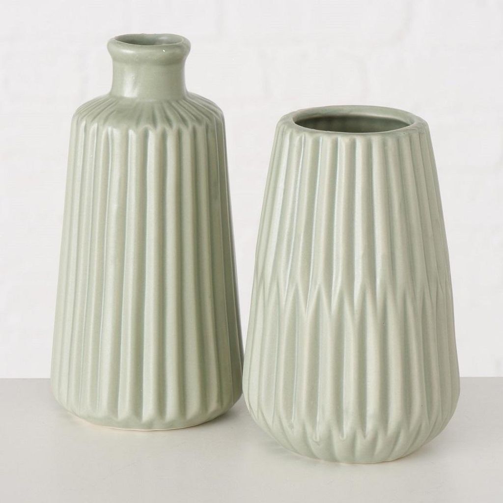 Vase Blumenvase Porzellan Esko hellgrün H 18 cm 2er Set Produktbild 