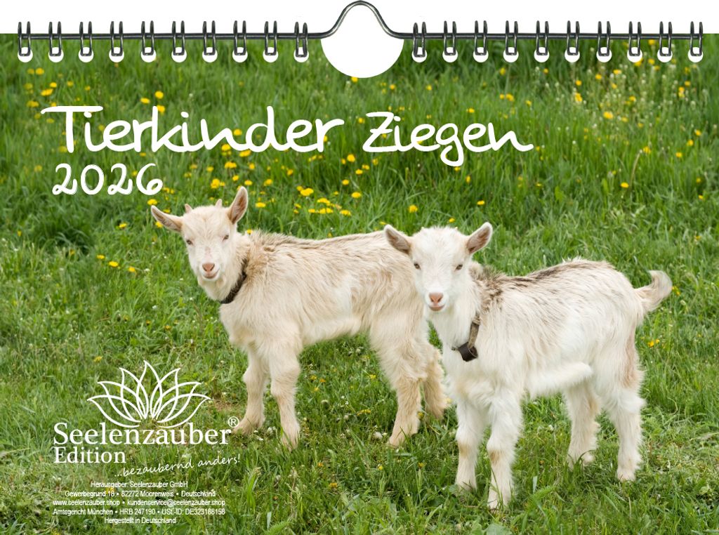 Tierkinder Ziegen DIN A5 Kalender für 2026 Ziegen und Zicklein - Seelenzauber