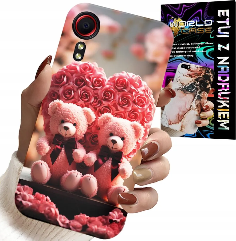 Accessorio Samsung Galaxy Xcover 7: Cover Rosa Orsetto & Protezione Vetro