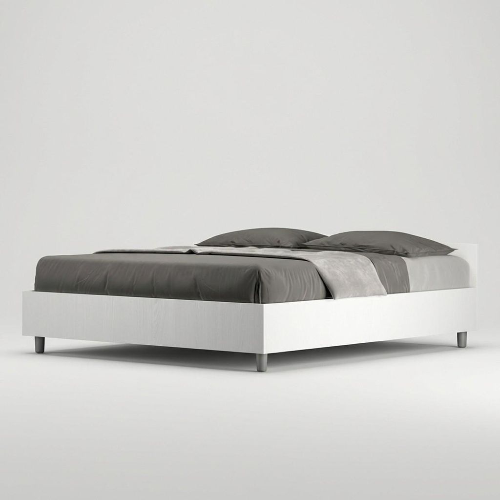 Doppelbett mit Bettkasten Sommier 160x190cm Weißes Design Nuamo