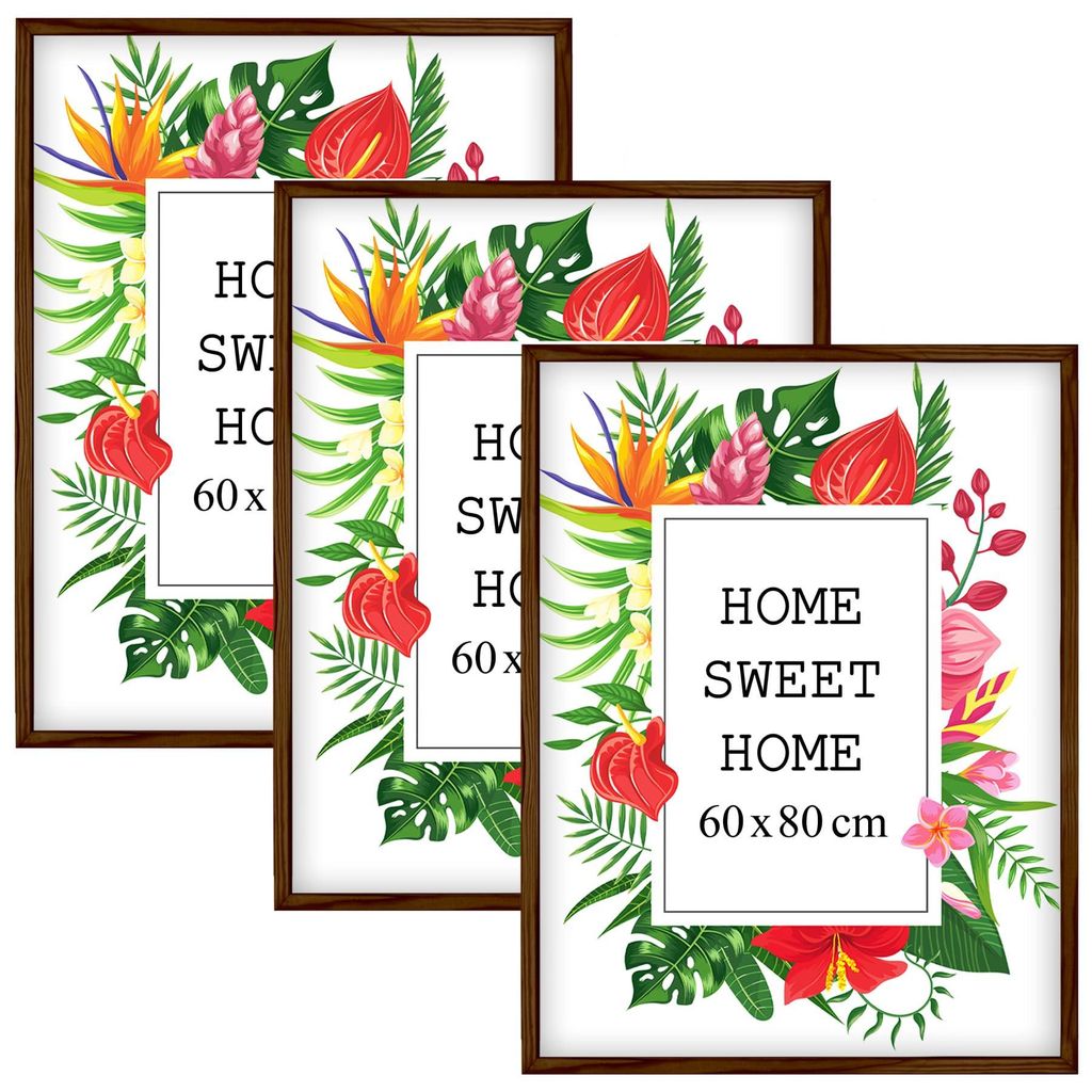 Sada 3 hnědých rámečků MG Design, rozměr 60 x 80 cm – Obrázek produktu 