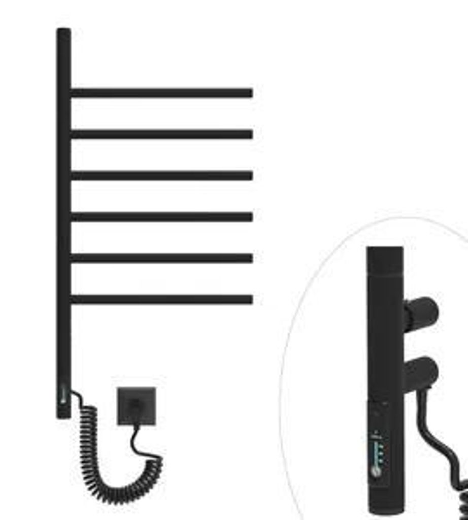 Termosifone elettrico da bagno con bracci mobili nero opaco Immagine del prodotto 
