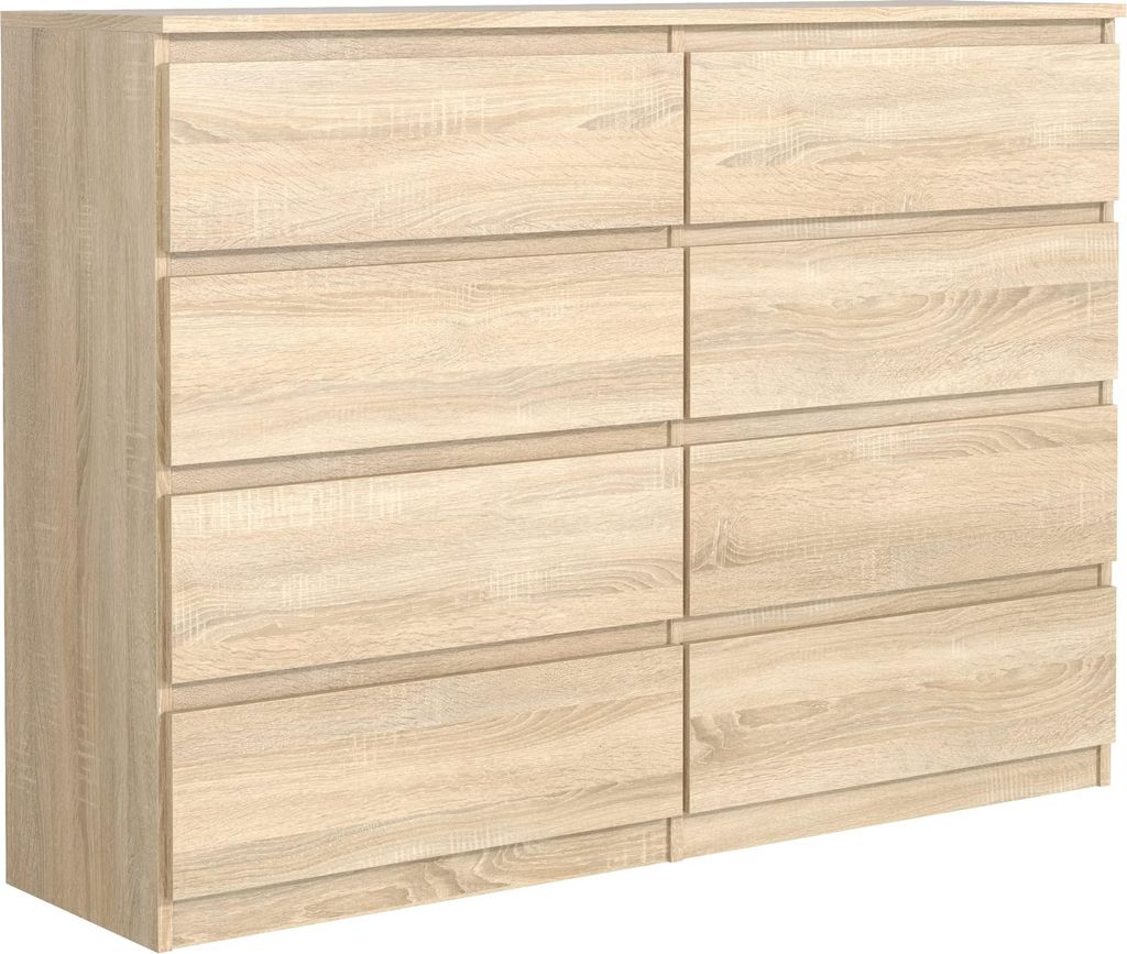 Mobelsta Kommode, Schrank mit Schubladen, Modernes Sideboard, Schubladenschrank, Kommodenschrank, Sonoma & Weiß 120x39x101,5 cm