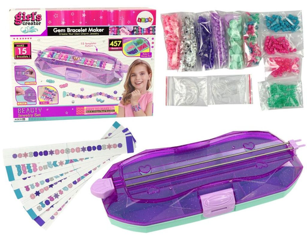 Lean Toys Set Armbänder Bauset Perlen Glitzer Muster Mädchen Schmuck Anhänger, Größe:UNIVERSAL